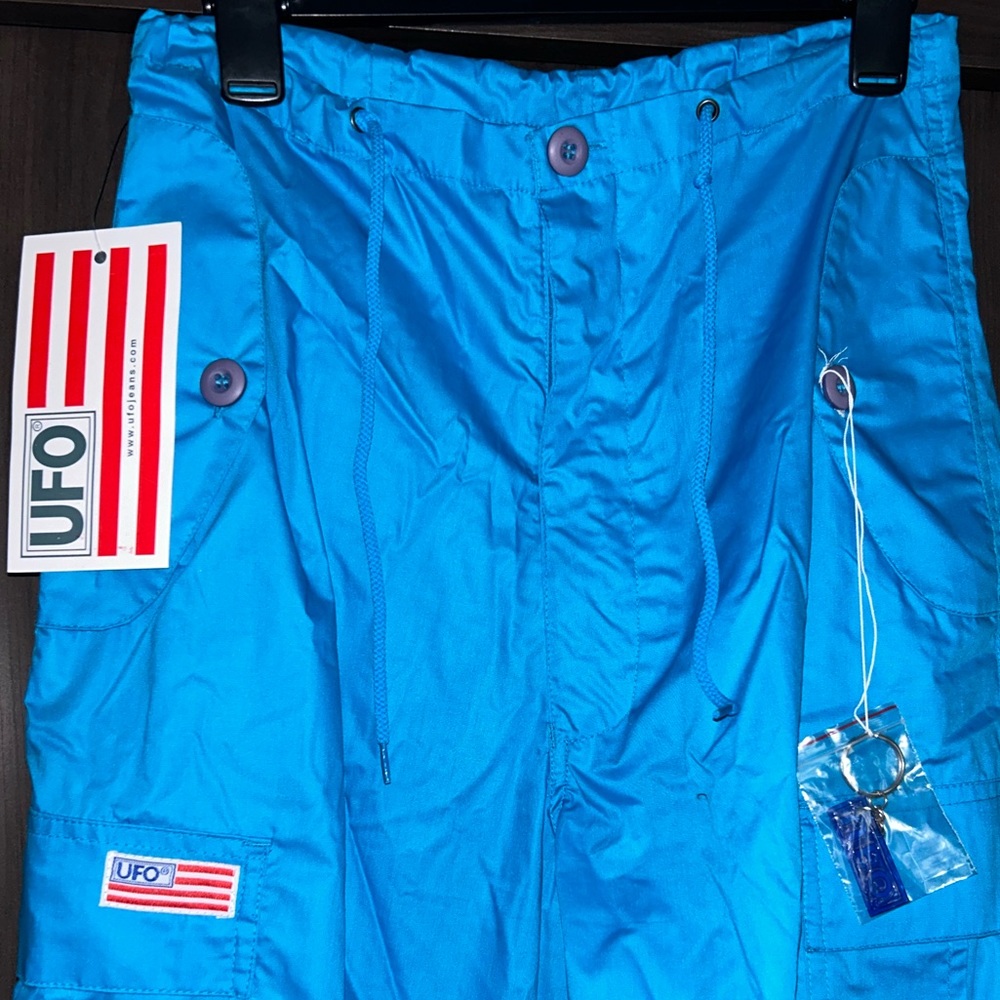 NWT Vintage Y2K UFO parachute blue rave pants
